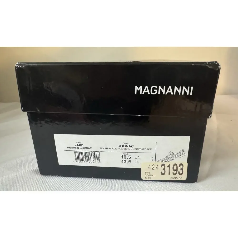 NIB Magnanni ‘Herman’ Cognac Brown Woven Leather Loafers 43.5EU/10.5US $595.00